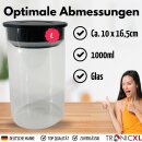 Vorratsgläser Set 4 Stück 1 Liter Vakuum Borosilikat Glas Aufbewahrung Vorratsglas 1000ml luftdicht Glasbehälter mit Deckel mit Vakuumverschluss Küche Haushalt Lebensmittel