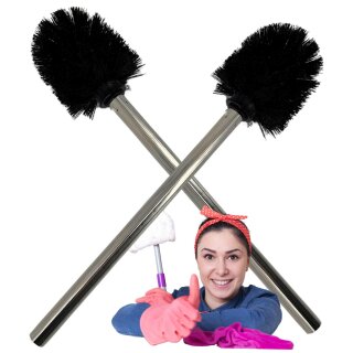 Sonderposten 30 Stück Premium Toilettenbürste mit Edelstahl Griff mit auswechselbarem Bürstenkopf lang schwarz silber WC Bürste Klobürste Toilettenbürsten Toilette für Bürstengarnitur Bürsten