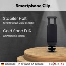 Smartphone Halterung mit Kugelkopf für Blitzschuh für Kamera Befestigung Handy kompatibel mit iPhone Handyhalterung Stativ Adapter ColdShoe Kaltschuh Mount und 1/4 Zoll Gewinde