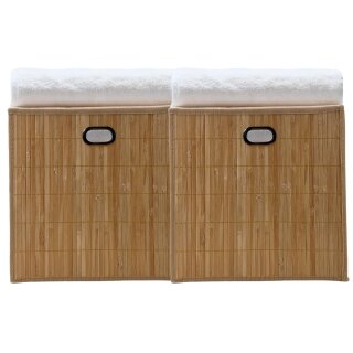 2x Premium Faltbox für Regal Vliess-Stoff + Bambus 31x31x31cm Aufbewahrungswürfel Aufbewahrungsbox Ordnungsboxen kompatibel mit IKEA Kallax