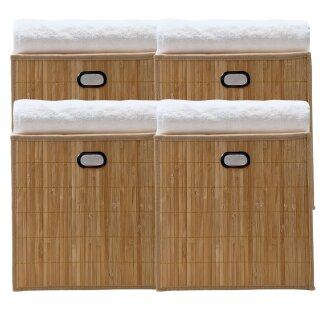 4x Premium Faltbox für Regal Vliess-Stoff + Bambus 31x31x31cm Aufbewahrungswürfel Aufbewahrungsbox Ordnungsboxen kompatibel mit IKEA Kallax