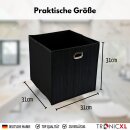 Premium Faltbox für Regal Vliess-Stoff + Bambus 31x31x31cm Aufbewahrungswürfel Aufbewahrungsbox Schwarz