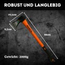 Große Axt Spaltaxt groß Beil Karbon Stahl 2000g Fiberglas Stiel Holz Brennholz