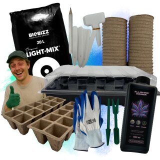 70 Teile Anzucht Set für Growbox Grow Starter Set Pflanztöpfe für Samen I Zimmergewächshaus + Anzuchttöpfe + Werkzeuge + Dünger + Light Mix für Zelt Sämling Keimling