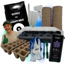 70 Teile Anzucht Set für Growbox Grow Starter Set Pflanztöpfe für Samen I Zimmergewächshaus + Anzuchttöpfe + Werkzeuge + Dünger + Light Mix für Zelt Sämling Keimling