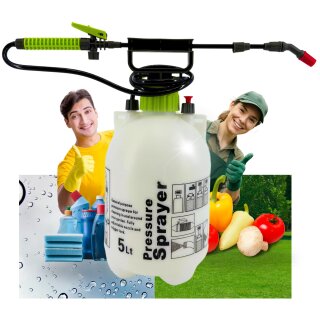 Drucksprüher Drucksprühgerät 5L mit langer Lanze Pflanzenschutz Reinigung Schultergurt Handsprüher Gartenspritze Sprühflasche Essigsäure Wasser Dünger