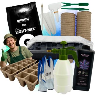 71 Teile Anzucht Komplett Set für Growbox Grow Starter Set Erde Dünger Pflanzsprüher Töpfe für Samen Zimmergewächshaus Light Mix für Zelt