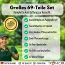 Wurzeldünger Gemüsedünger + Zimmergewächshaus Set Anzuchtkasten Anzucht Set Starter + Pflanztöpfe + Werkzeug + Handschuhe für Samen Steckling Anzuchttöpfe Garten Zubehör Mini Gewächshaus