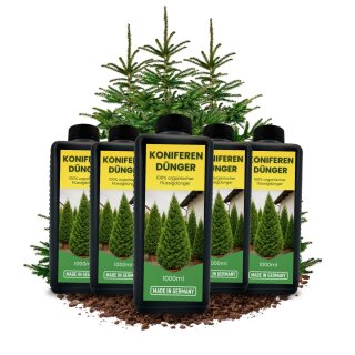 5x 1L Langzeit Koniferendünger organisch I Organischer Flüssig Dünger Koniferen 5 Liter für Thuja Occidentalis Kiefern Fichten Tannen Lärchen Douglasien Zedern Eibe Flüssigdünger 5000ml Thujendünger