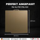 TR-B-Platte-1 Für Bambulab Druckplatte Doppelseitig Texturiert PEI + Glattes PEO 257x257mm I Magnetisch Spring Steel Druckbett für Bambu Lab Effekt Diamond A1 P1P P1S X1 X1C 3D Drucker