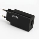 2X USB Netzteil Netzgerät Ladegerät 2A 5V 10W Steckernetzteil USB-A Buchse für Handy Ladekabel Smartphone schwarz