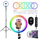 RGB LED Ringlicht mit 210cm Stativ + Selfie Auslöser...