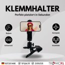 Smartphone Halterung Tisch drehbar vertikal horizontal Klemmstativ Tischhalterung Handy kompatibel mit Apple iPhone Samsung Xiaomi Google Sony