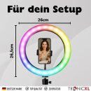 RGB Ringlicht 10 Zoll + Handyhalterung Klemmstativ für Tisch Selfie Influencer Lampe Leuchte LED für TikTok YouTube Instagram