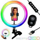 RGB Ringlicht mit Stativ Klemmstativ Tisch Auslöser...