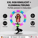 RGB Ringlicht mit Stativ Klemmstativ Tisch Auslöser...