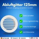 125mm Abluftgitter Lüftungsgitter mit Fliegengitter...