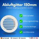 150mm Lüftungsgitter Abluftgitter mit Fliegengitter...