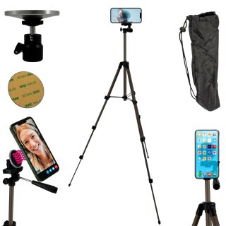 Smartphone Stativ 113cm mit Magnethalterung I Magnetische Handyhalterung für Apple iPhone Magsafe Samsung Xiaomi Google Tripod  Halterung