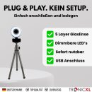 Autofokus Webcam mit Ringlicht Lampe + Stativ Full HD 1920x1080p I 2 Mikrofone Stereo I Geräuschunterdrückung für Computer PC