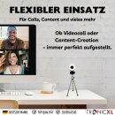 Autofokus Webcam mit Ringlicht Lampe + Stativ Full HD 1920x1080p I 2 Mikrofone Stereo I Geräuschunterdrückung für Computer PC