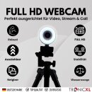 Autofokus Webcam mit Ringlicht Lampe + 60cm Stativ Full...