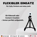 Autofokus Webcam mit Ringlicht Lampe + 60cm Stativ Full HD 1920x1080p I 2 Mikrofone Stereo Geräuschunterdrückung Hintergrund I für Computer PC Laptop für Xbox