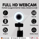 Autofokus Webcam mit Ringlicht Lampe Klemmstativ...