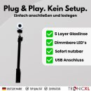 Autofokus Webcam mit Ringlicht Lampe Klemmstativ Tischplatte Halterung Full HD 1920x1080p I 2 Mikrofone Stereo Geräuschunterdrückung Hintergrund I für Computer PC Laptop für Xbox