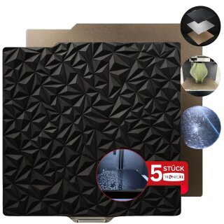 5 Stück für Bambulab Druckplatte Doppelseitig Texturiert PEI + Glattes PEO 257x257mm I Magnetisch Spring Steel Druckbett für Bambu Lab
