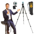 Autofokus Webcam mit Ringlicht Lampe + 113cm Stativ Full...