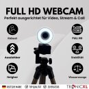 Autofokus Webcam mit Ringlicht Lampe + 113cm Stativ Full...