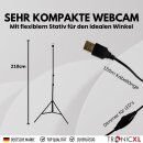 Webcam mit Autofokus Ringlicht Lampe + 210cm Stativ Full HD Mikrofon 1920x1080p  Stereo Geräuschunterdrückung Hintergrund I für Computer PC Laptop für Xbox