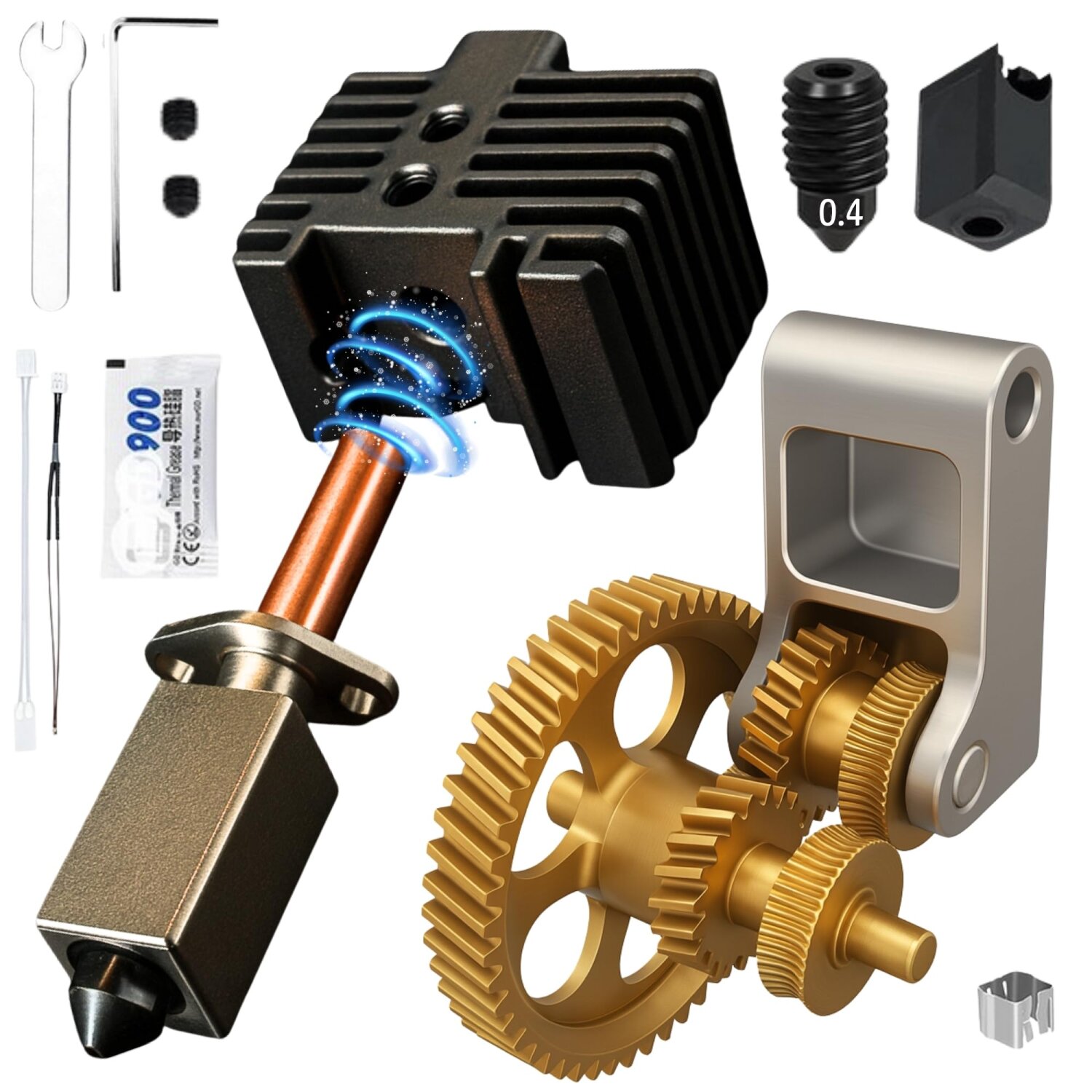 Hotend Kit 3.0 TronicXL Pour Bambu Lab P1P P1S X1 X1C X1E - Embout 0.4mm Mise à Niveau Impression 3D (5 Pièces)