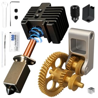Upgrade KIT für Bambu Lab 3D-Drucker P1P P1S X1 X1C X1E I Extruder Gear Zahnrad + Hotend Kit 3.0 + 2X Düse 0,4mm Heizblock Heating Block für Bambulab 3D-Druck Zubehör Ersatzteil Upgrade