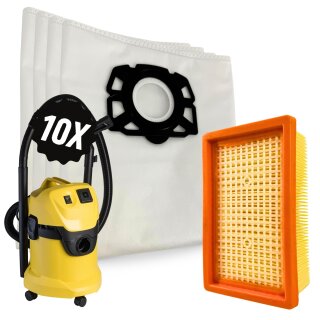 10x Staubsaugerbeutel + 1 Filter für Kärcher KFI 487 Ersatz Beutel MV4 MV5 MV6 WD4 WD5 WD6 KWD6 KWD5 KNT4 2.863-006.0 Nass- und Trockensauger Vliesfilterbeutel