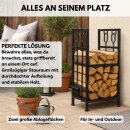 Kaminholzständer Feuerholz Regal Kaminholzregal Metall Holzlager Kaminbesteck Set 4-teilig