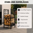 Kaminholzständer Feuerholz Regal Kaminholzregal Metall Holzlager Kaminbesteck Set 4-teilig