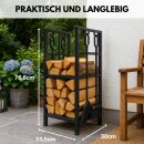 Kaminholzständer Feuerholz Regal Kaminholzregal Metall Holzlager Kaminbesteck Set 4-teilig