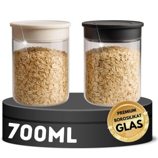 Vorratsgläser Set 2 Stück 700ml Vakuum Borosilikat Glas Aufbewahrung Vorratsglas 0,7L luftdicht Glasbehälter mit Deckel Lebensmittel