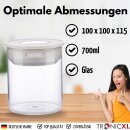 Vorratsgläser Set 4 Stück 700ml Vakuum Borosilikat Glas Aufbewahrung Vorratsglas 0,7L luftdicht Glasbehälter mit Deckel mit Vakuumverschluss Küche Haushalt Lebensmittel