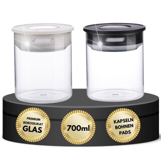 Vakuum 2x Kaffeedose Teedose Vorratsdose Vorratsbehälter Vakuumdose mit Aroma-Deckel Luftdicht für Kaffeebohnen Kaffeepad Kaffeekapseln kompatibel mit Nespresso Dolce Gusto Senseo Tchibo
