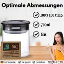 2x 700ml Vakuum Kräuter Borosilikat Glas Aufbewahrung Vorratsglas Ernte luftdicht Glasbehälter mit Deckel kompatibel mit Boveda Pack 58% Grow Ernte Vorratsgläser
