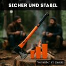 Fiberglas Spaltaxt 2000g Kohlenstoff Stahl Axt mit langem Stiel + Fällkeile Spaltkeile Set Forst