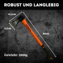 Spaltaxt Set für Holz Forst Axt Beil Keile I Kurzes Spaltbeil 600g Axt + Lange Fällaxt 2000g + Fällkeile I Profi Spaltaxt mit Keilen für Forstbedarf, Camping & Outdoor, Feuerholz