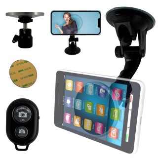 Saugnapf Handy Halterung mit Fernbedienung für Magsafe magnetische Smartphone Stativ Halterung für Auto Scheibe Badezimmer Spiegel Selfie Foto Video