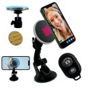 Saugnapf Handy Halterung mit Fernbedienung für Magsafe magnetische Smartphone Stativ Halterung für Auto Scheibe Badezimmer Spiegel Selfie Foto Video