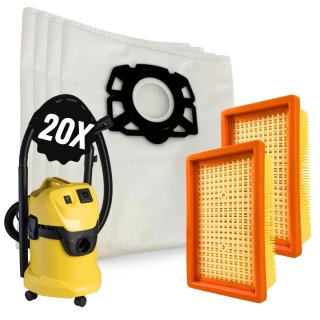 20x Staubsaugerbeutel 2 Filter kompatibel mit Kärcher KFI 487 Ersatz Beutel MV4 MV5 MV6 WD4 WD5 WD6 KWD6 KWD5 KNT4 2.863-006.0