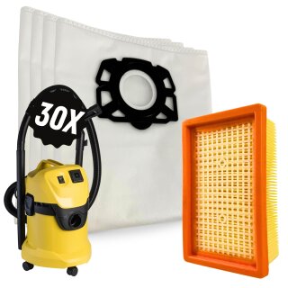 30x Staubsaugerbeutel + 1 Filter kompatibel mit Kärcher KFI 487 Ersatz Beutel MV4 MV5 MV6 WD4 WD5 WD6 KWD6 KWD5 KNT4 2.863-006.0 Nass- und Trockensauger Vliesfilterbeutel