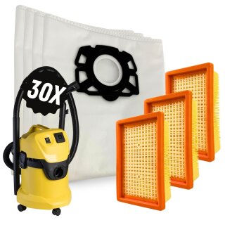 30x Staubsaugerbeutel + 3 Filter kompatibel mit Kärcher KFI 487 Ersatz Beutel MV4 MV5 MV6 WD4 WD5 WD6 KWD6 KWD5 KNT4 2.863-006.0